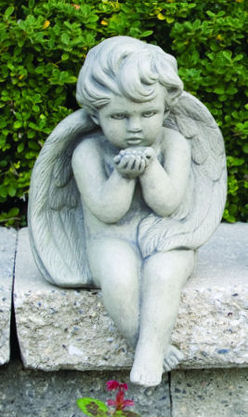 Angel Blowing Kiss Sitting Garden Statue